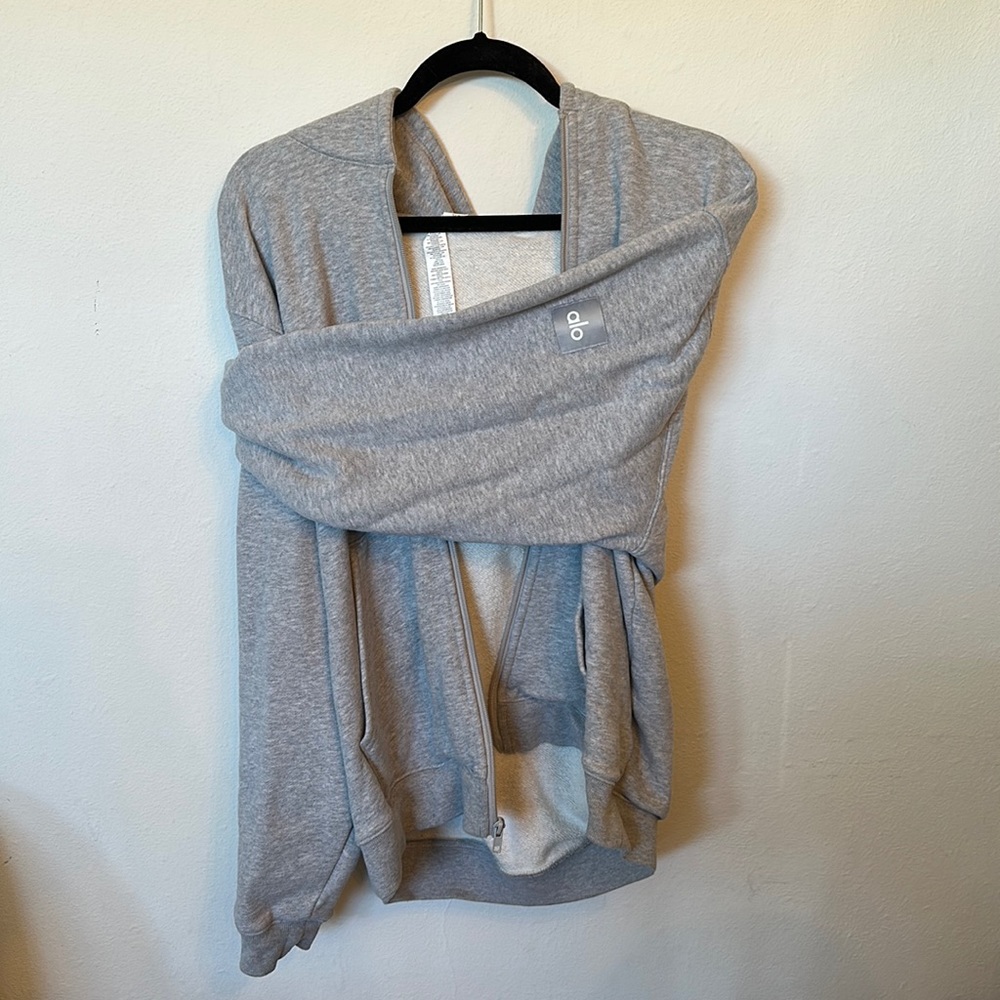 ALO zip up grey hoodie sweatshirt size S